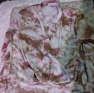 Chic Blouse in Pink and Brown Tie-Dye